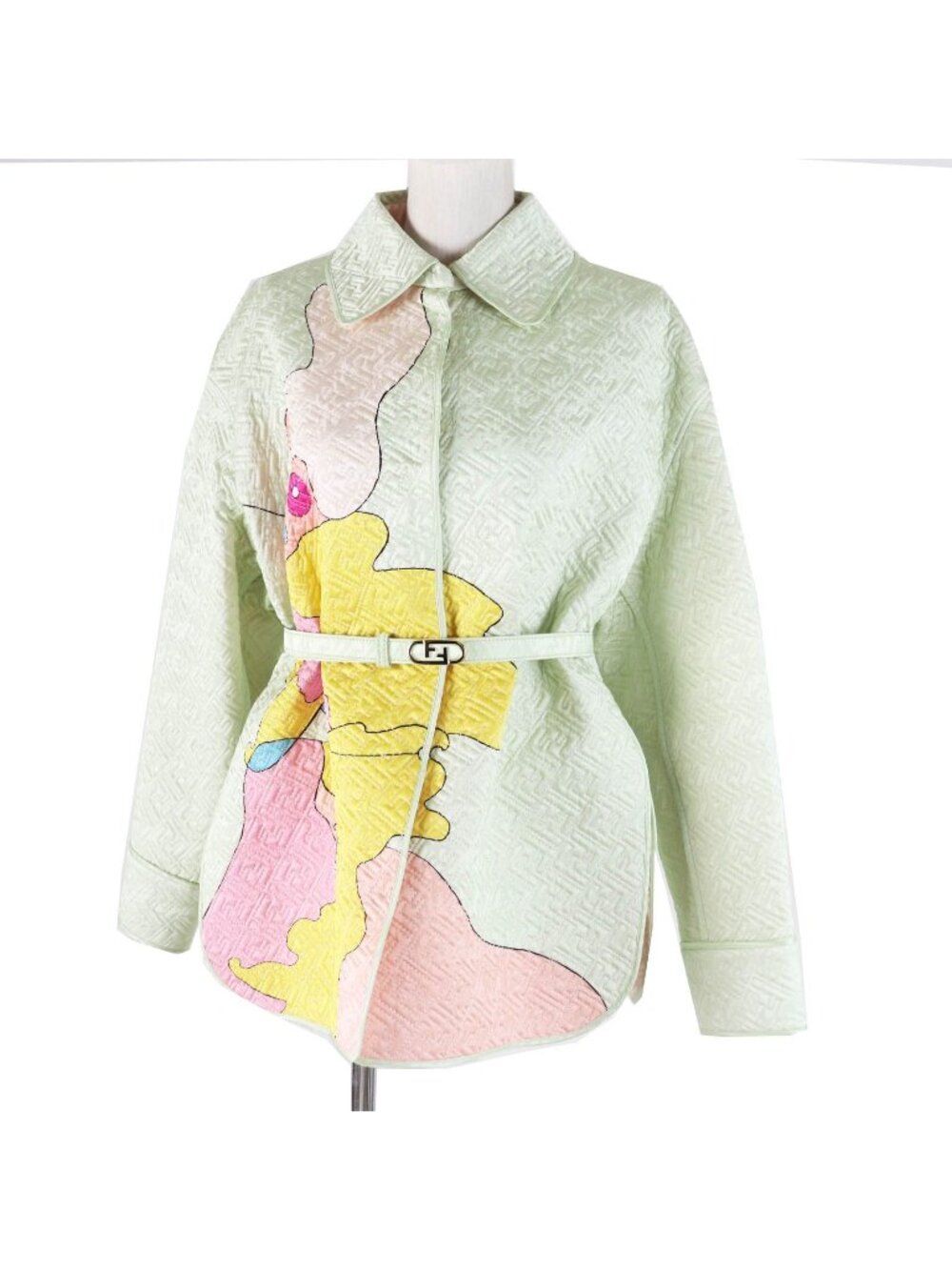 Fendi by Kim Jones Hairdo Girls Silk 100% Belt Included FF Logo Zucca Pattern